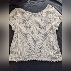 White Lace Blouse Made by Express- Size L